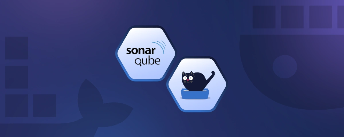 Illustration du trio Docker, SonarQube et Hadolint montrant Hadolint qui analyse un Dockerfile et publie les résultats dans Sonarqube